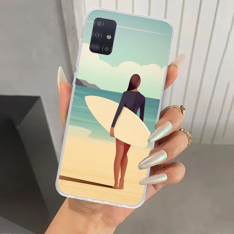 Эстетичный чехол для телефона с изображением доски для серфинга для Samsung Galaxy A52 A32 A22 A12 A02S A50S A30S A10S Note 20 Ultra 10 Plus S10 A31 A20 A71 A72
