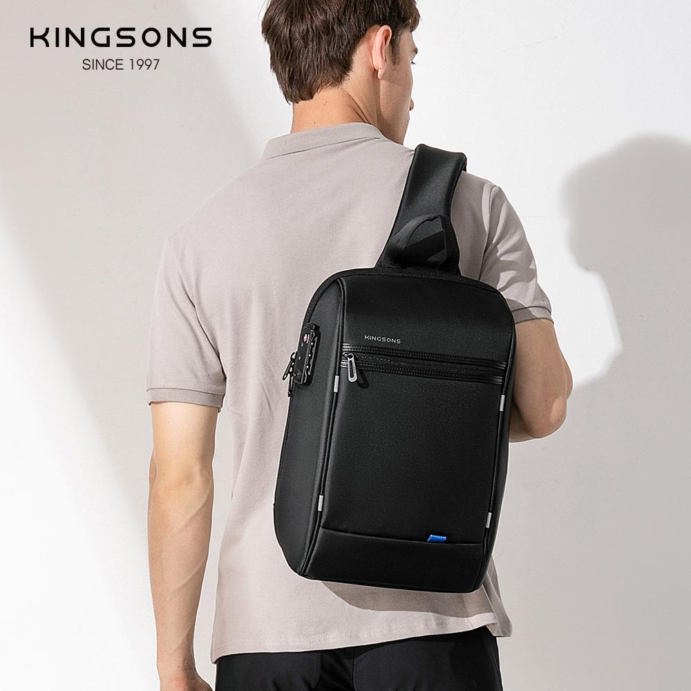 Kingsons Anti-theft Men Chest Bag 14 Inch Laptop Bag Single Shoulder Messenger Bag Waterproof Crossbody Bag With USB Charging Port&TSA Customs Lock
