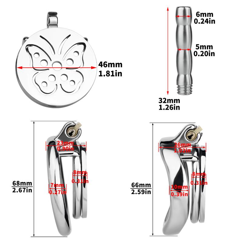 Butterfly Dance Male Flat Chastity Cage with Metal Urethral Lock Device Femdom Sexys Accessories BDSM Adults Toys for Man