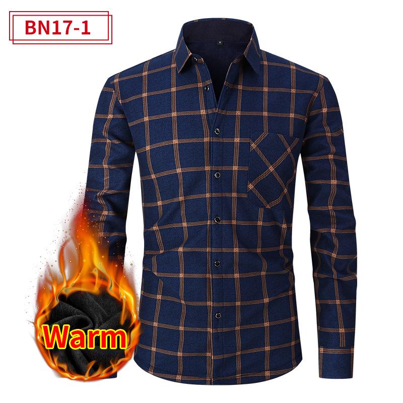 Мужская европейская и американская рубашка Plus Velvet Thick warm с длинным рукавом: Осень зима