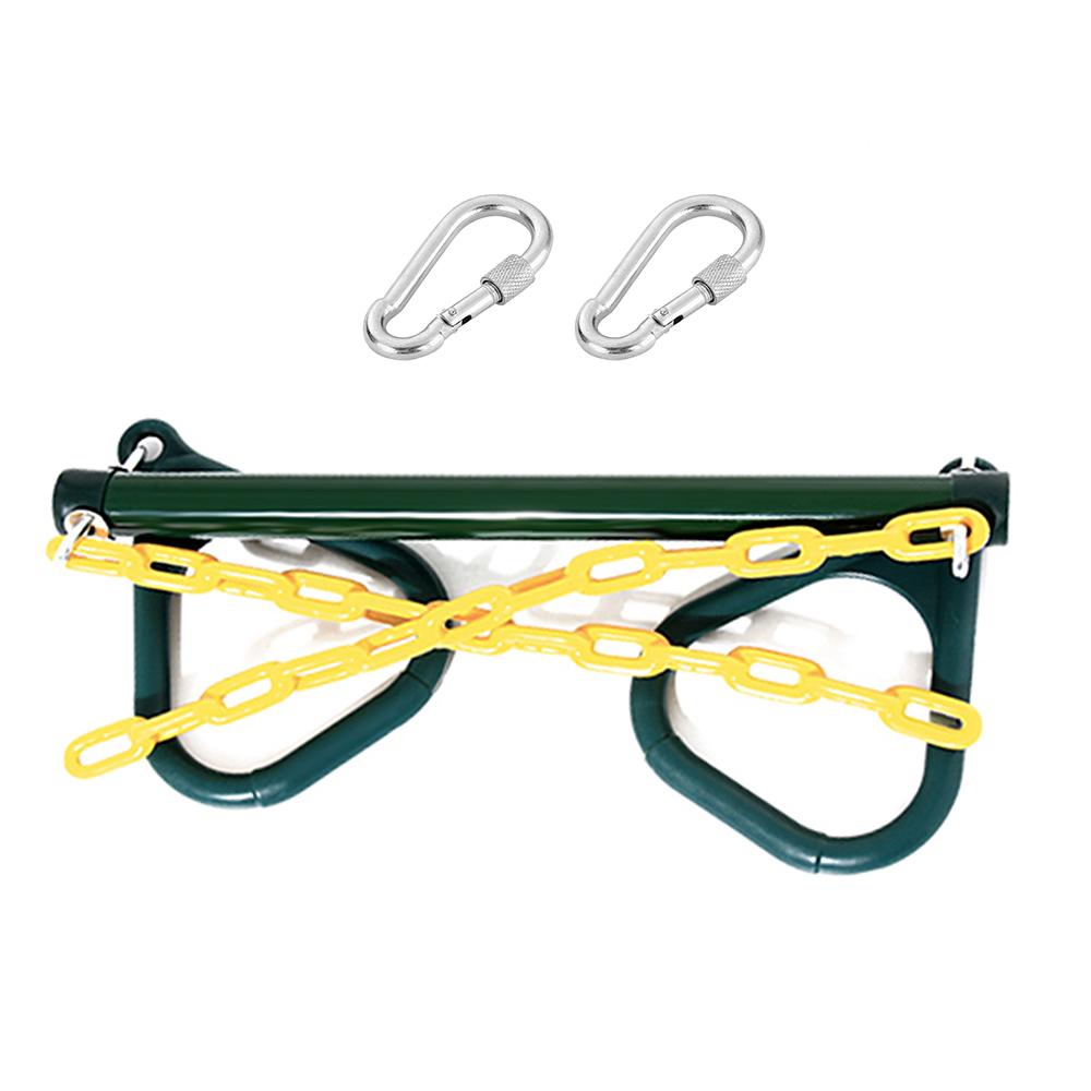 Трапеция с перекладиной и кольцами Сверхпрочный игровой комплекс с качелями с 47 пластиковыми цепями и карабинами