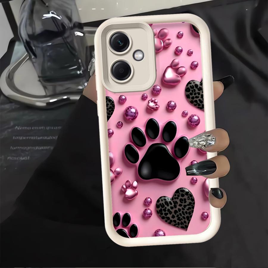Phone Cover Case for Xiaomi Redmi Note 14 Pro Plus Note 13 14C 12C A1 A2 A3 A4 13C 10 12s 11 12 11s Pink Pet Paw Print Pattern