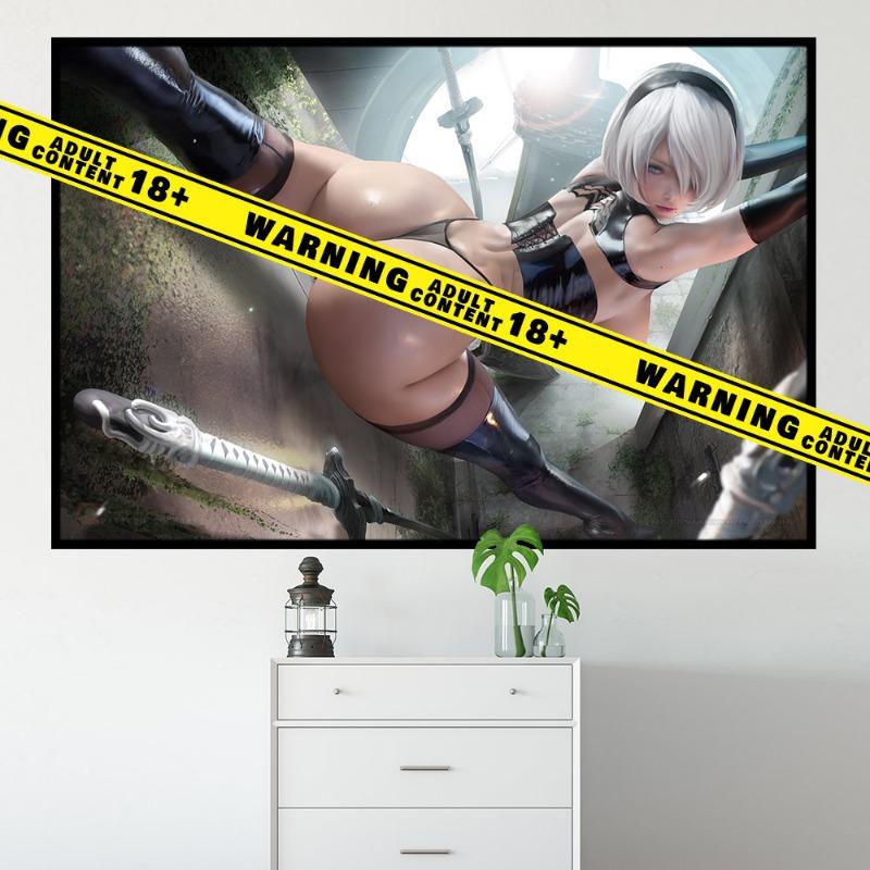 Видеоигра Холст Плакат Декоративная Живопись Сексуальный 2B Wall Art HD Печать Без Цензуры Для Взрослых Большой Размер Домашней Настенной Живописи