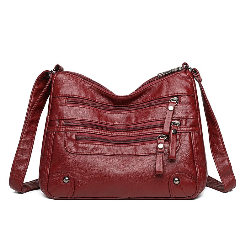 Женская сумка с несколькими карманами, мягкая кожаная сумка через плечо для мам среднего возраста