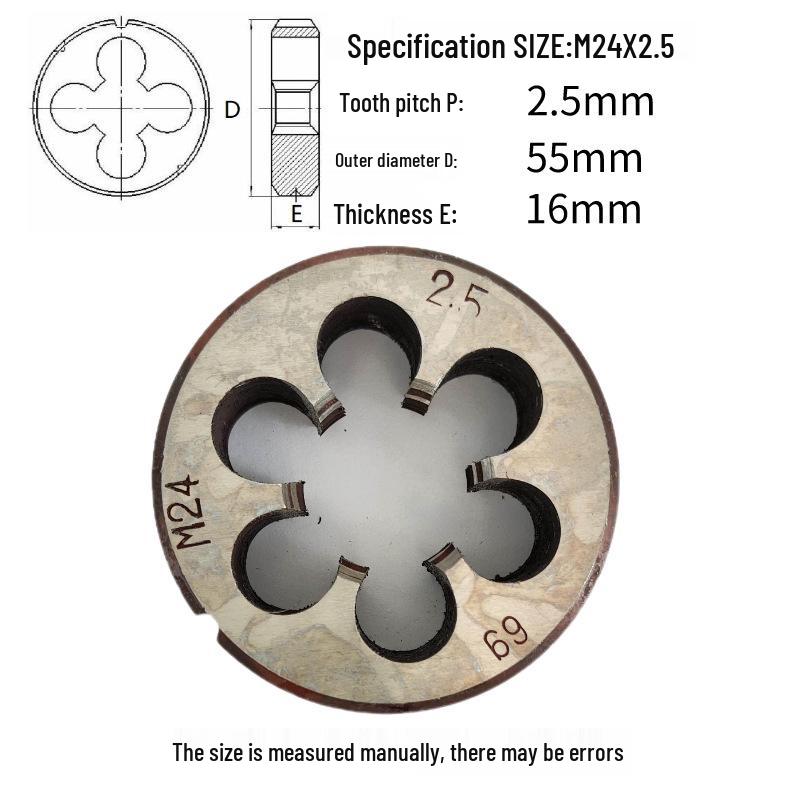 Круглая плашкодержатель M24-M26 x 0.5-3 мм, Прямое/Обратное, Правая/Левая резьба