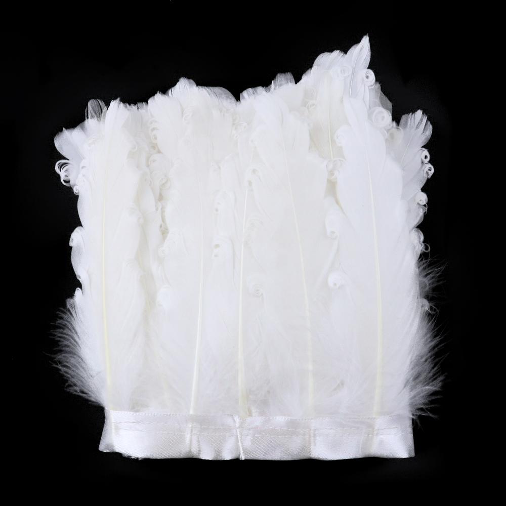 6-8" White Curly Goose Feather Trim Ribbon Making Christmas Decorative Festivals Crafts Natural Swan Pluma Trimming Handicraft