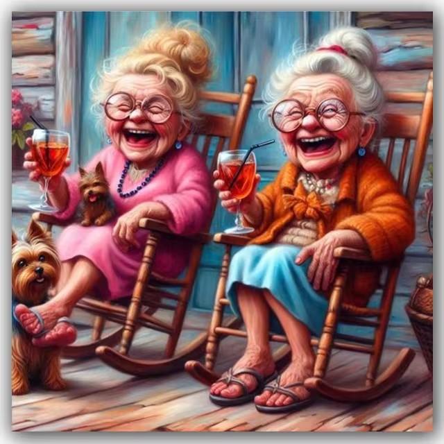 Наборы для 5D алмазной вышивки «Старомодная бабушка», Счастливые бабушка и дедушка пьют, DIY мозаика, вышивка крестом