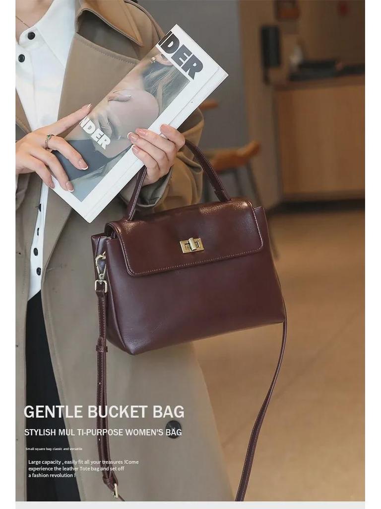 Genuine Leather Women's Messenger Bag - 2024 Autumn/Winter High-Quality, Fashionable, Versatile Shoulder Handbag