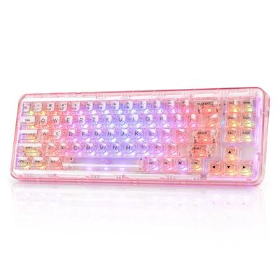 Механическая игровая клавиатура YUNZII X71 с прозрачной 71 RGB для сертификации по техническим стандартам, колпачки Ice Keycaps, клавиши, 68% раскладка, беспроводная,