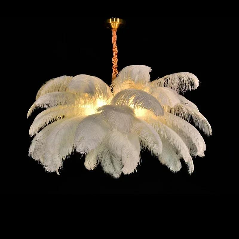 Nordic Ostrich Girl Ins Feather Art Гостиная Люстра Спальня Подвесной Светильник Люстра Домашнее Украшение Потолочные Светильники