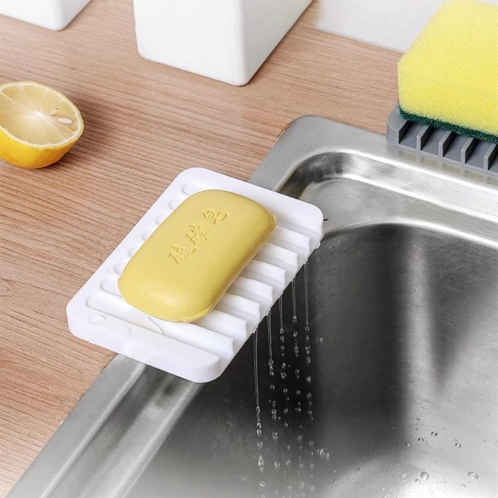Reusable Drain Dish Silicone Sponge Tray Eco-friendly Soap Box  Kitchen