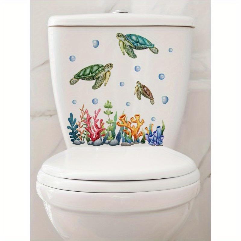 1 шт. Наклейка на крышку унитаза с узором черепахи, Наклейки, Наклейка на стену, Виниловая наклейка для украшения дома, Праздничные декоративные наклейки