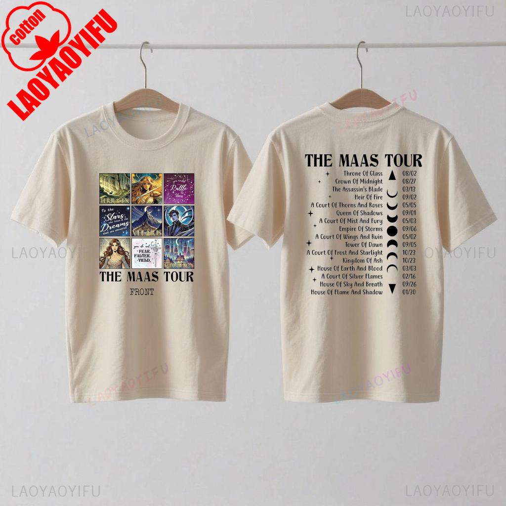 Сара Дж. Маас SJM Мерч Мировой Тур Футболка Престол Стекла Атрибутика Фаната Сумерки Мода Повседневный Комфорт Хлопковые Футболки