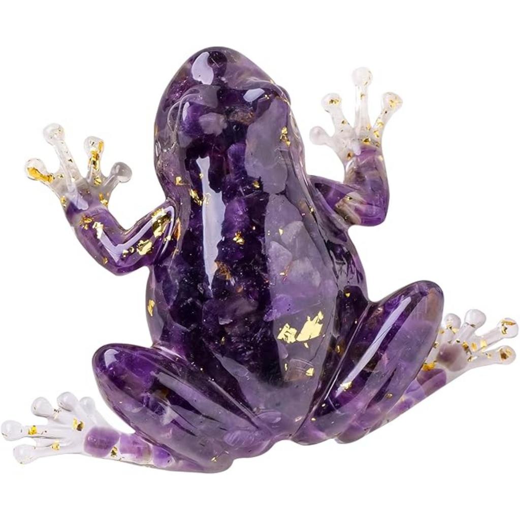 Natural Crystal Gravel Resin Frog Figurines - Healing Zen Decor for Fishbowl, Aquarium & Home, Handmade Frog Statues Collection, Spiritual Gift
