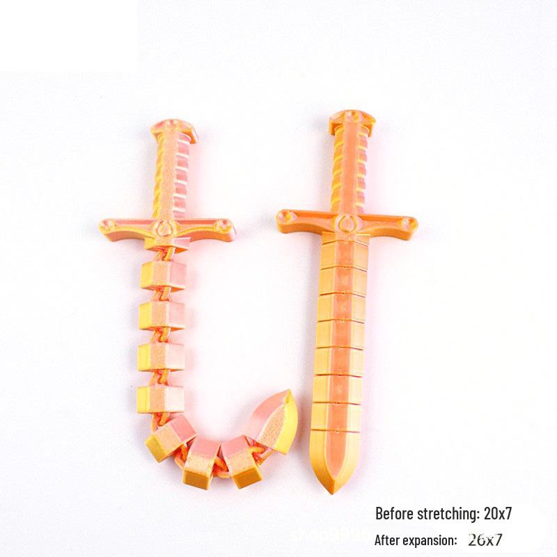 3D Printed Retractable Toy Sword: Creative Flexible Whip & Movable Joint for Kids