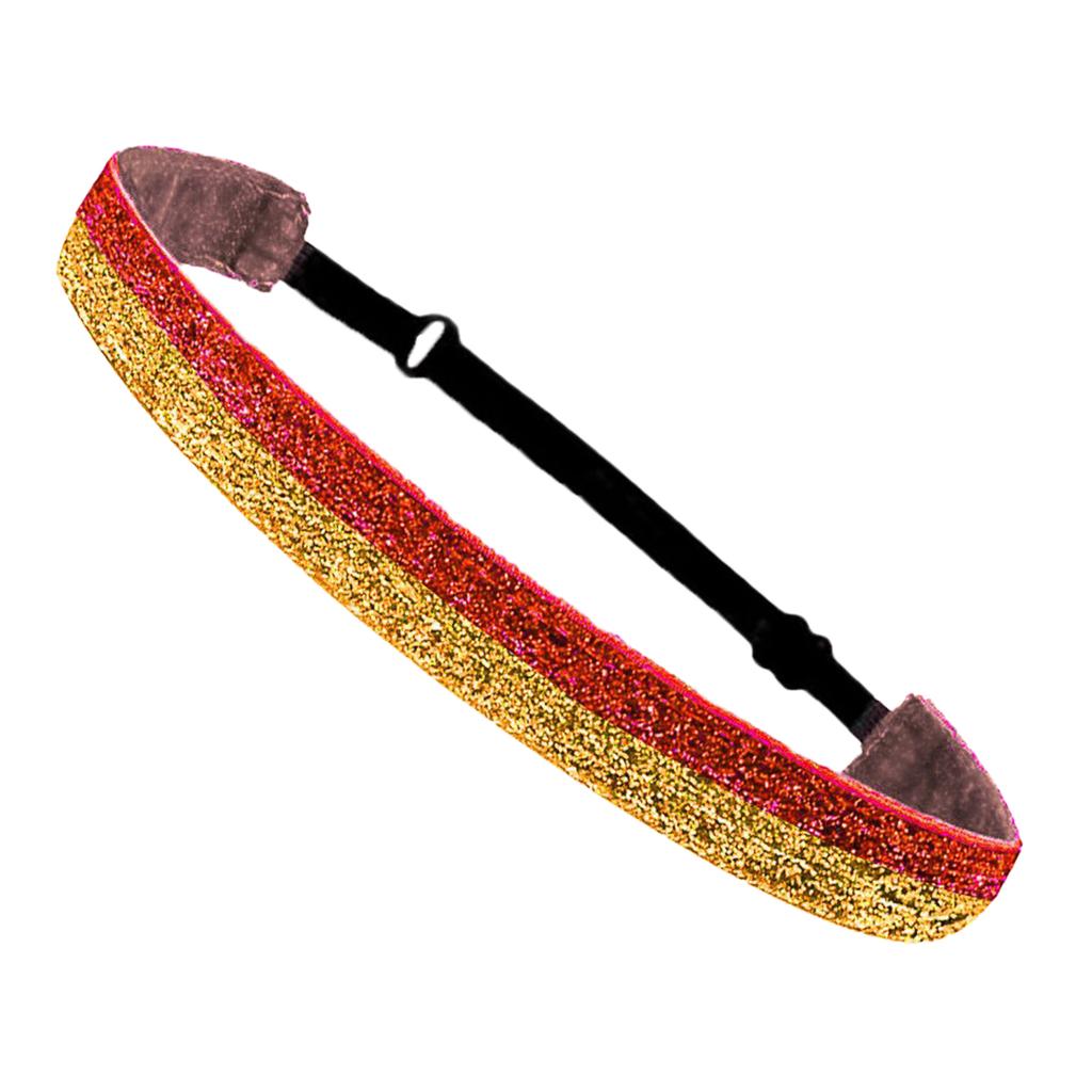 Adjustable Glitter Sequin Headbands for Women, Non Slip Velvet Lined Sports Yoga Hair Bands, Sparkly Elastic Head Wraps for Party Festival Gym Running