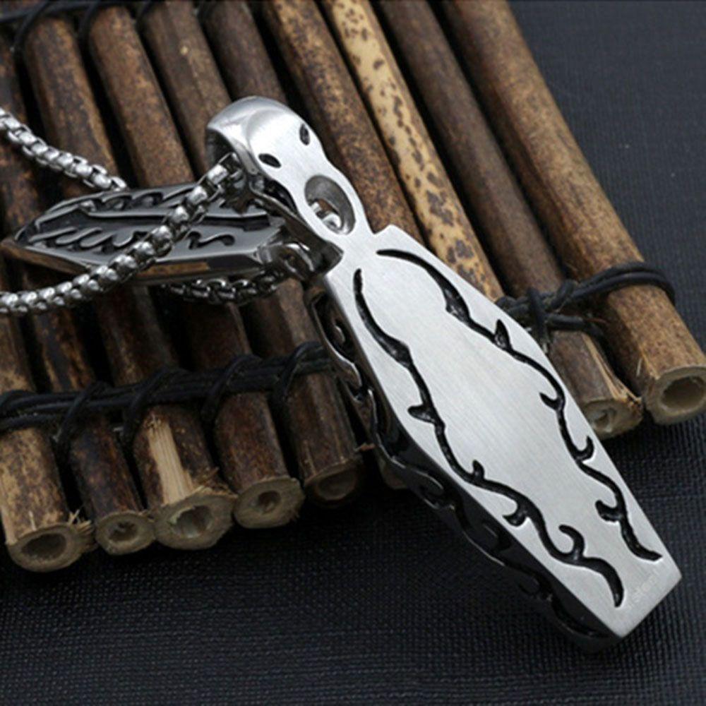 Vintage Men Human Skeleton Steampunk Coffin Chain Pendant Necklace Cross