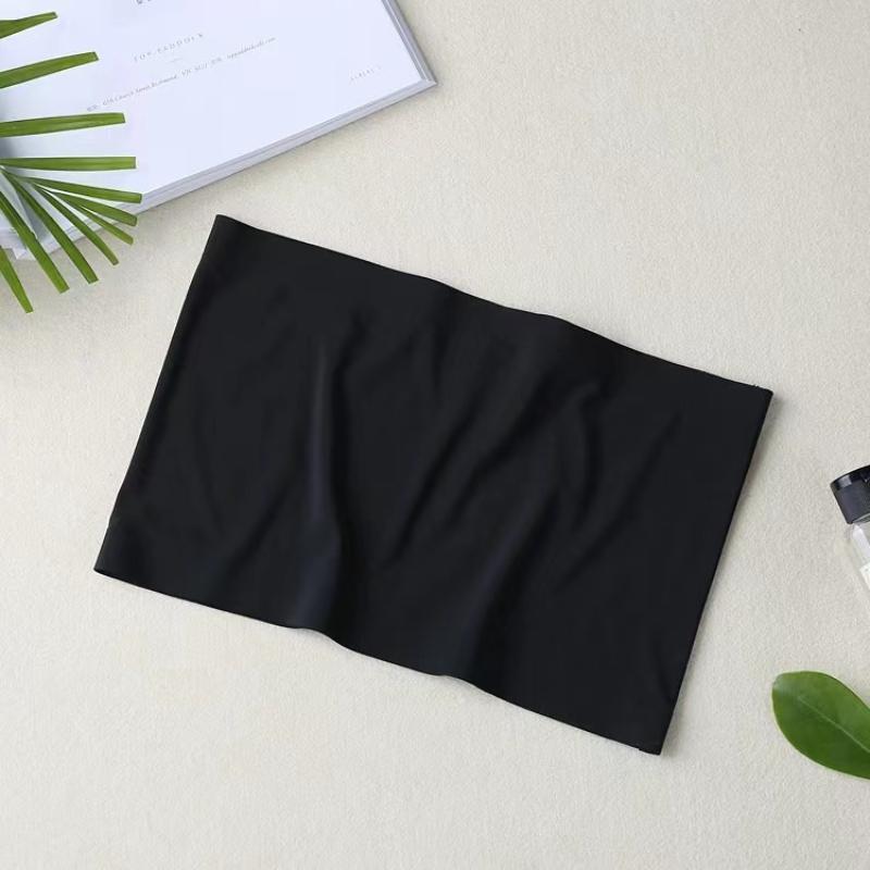 Цельный сексуальный топ без бретелек, женский бюстгальтер без бретелек с эффектом пуш-ап, нижнее белье из ледяного шелка, тонкий бесшовный топ с надписью, черный, белый цвет, топ без косточек