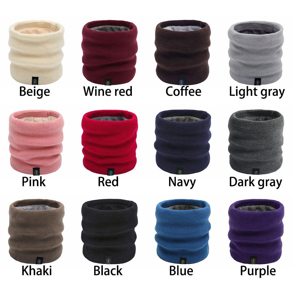 Thick Collar Scarf Fleece Lined Knitted Scarf Circle Loop Scarves Winter Neck Gaiter Neck Warmer