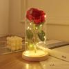 Glass Cover Immortal Rose Flower Ornaments LED Luminous Artificial Flower Creative Christmas Valentine's Day Gift