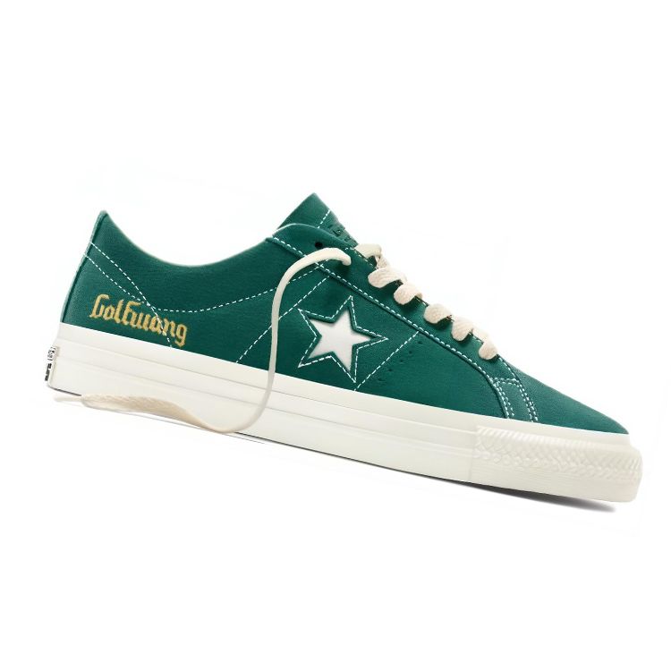 Converse Golf Wang X One Star Pro Нескользящие Низкие Кеды для Скейтбординга Унисекс Зеленые A09790C