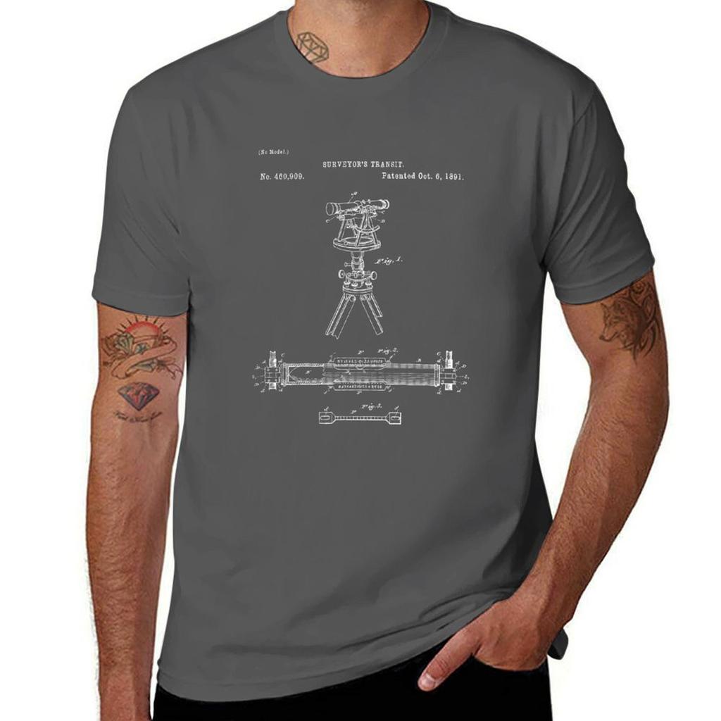 Vintage Surveyor Transit Tool Shirt - Property Land Surveying Engineer Tee T-Shirt Quick Drying Hippie Clothes Mens T Shirts
