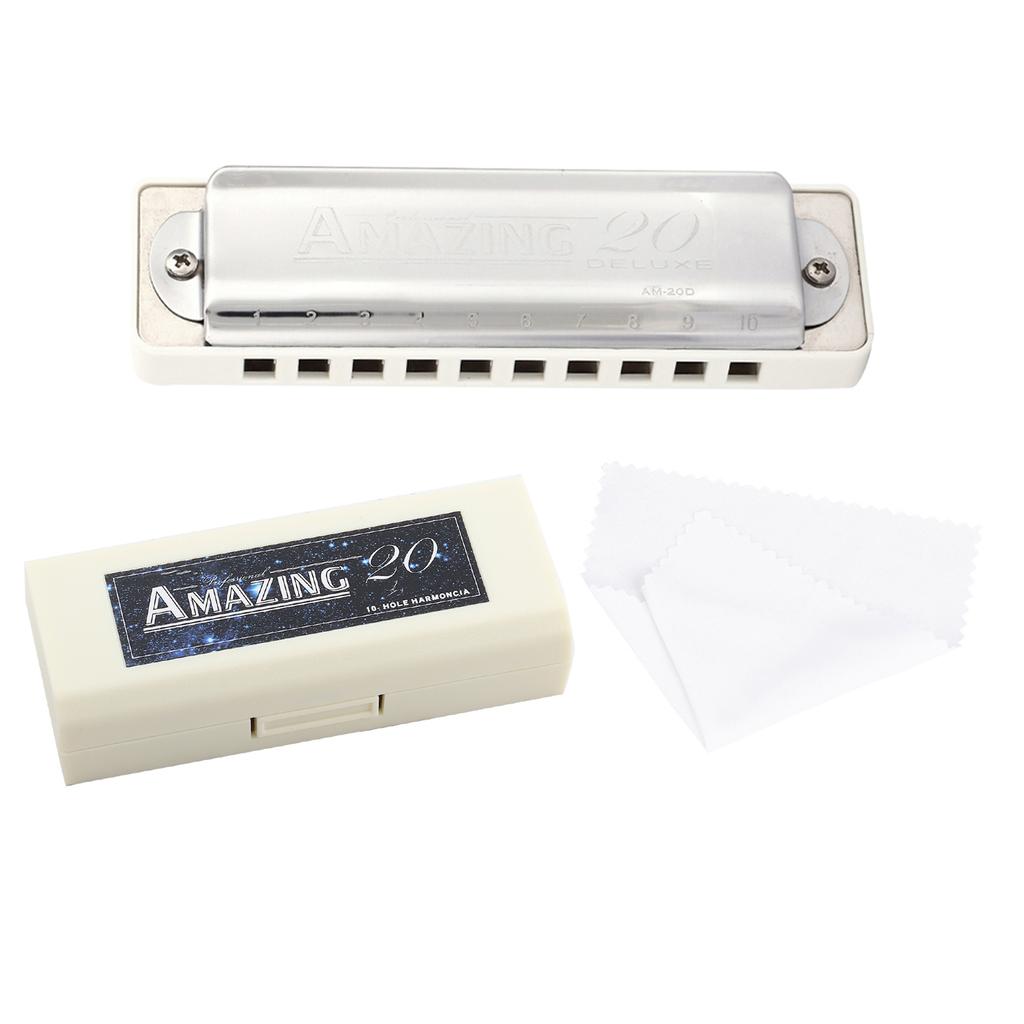 KONGSHENG AM 20D Фосфорная бронза Язычок 10 Отверстий 20 Тональностей Блюзовая Губная Гармоника в Тональности Bb Белая