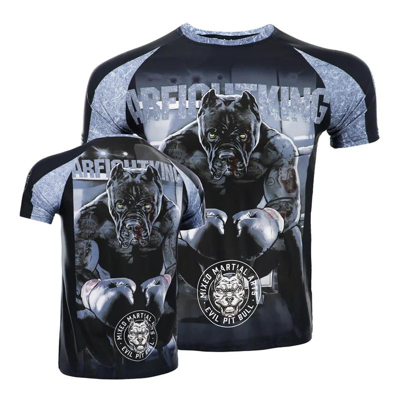 Муай Тай Бразильское джиу-джитсу 3D Печать Спортивная Быстросохнущая Дышащая Мужская Футболка Для улицы Тренировок на свежем воздухе Родитель-ребенок Короткий рукав
