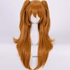 Аниме Ева Аска Лэнгли Сорью длинные оранжевые с 2 заколками для хвостиков термостойкие волосы косплей костюм парик + головной убор харипин