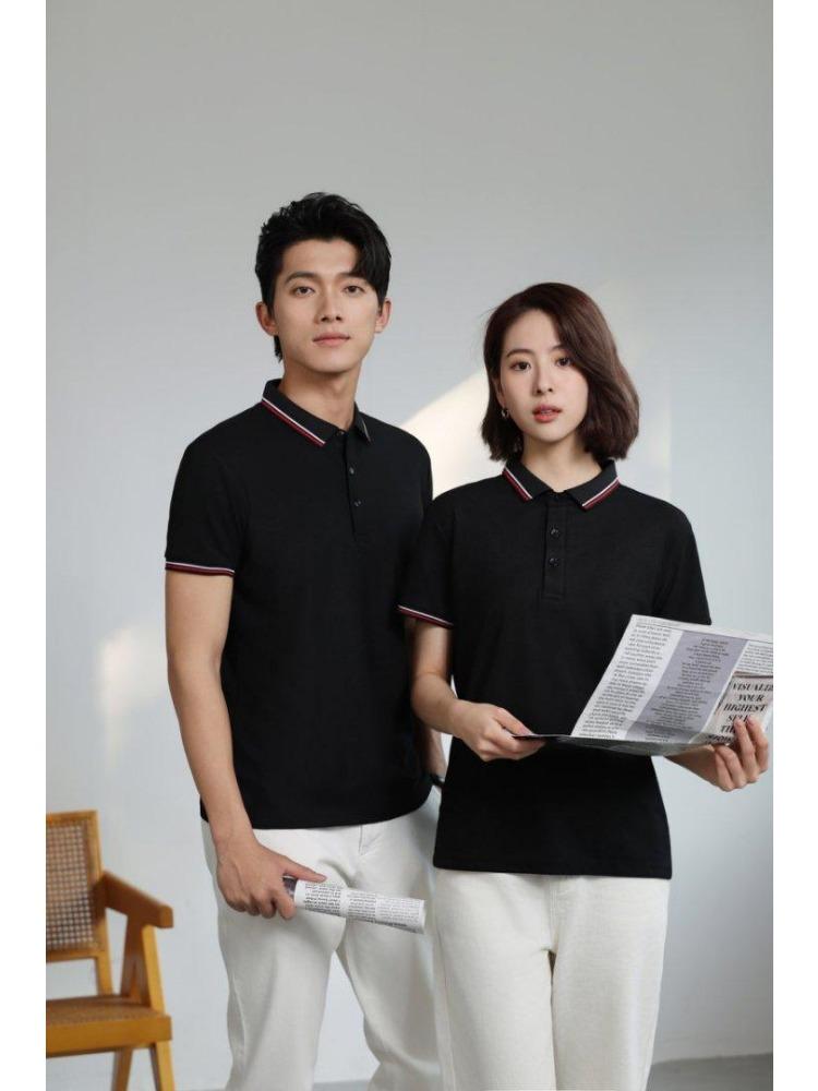 Женская и мужская однотонная футболка летняя с лацканами и короткими рукавами YG-2251/252