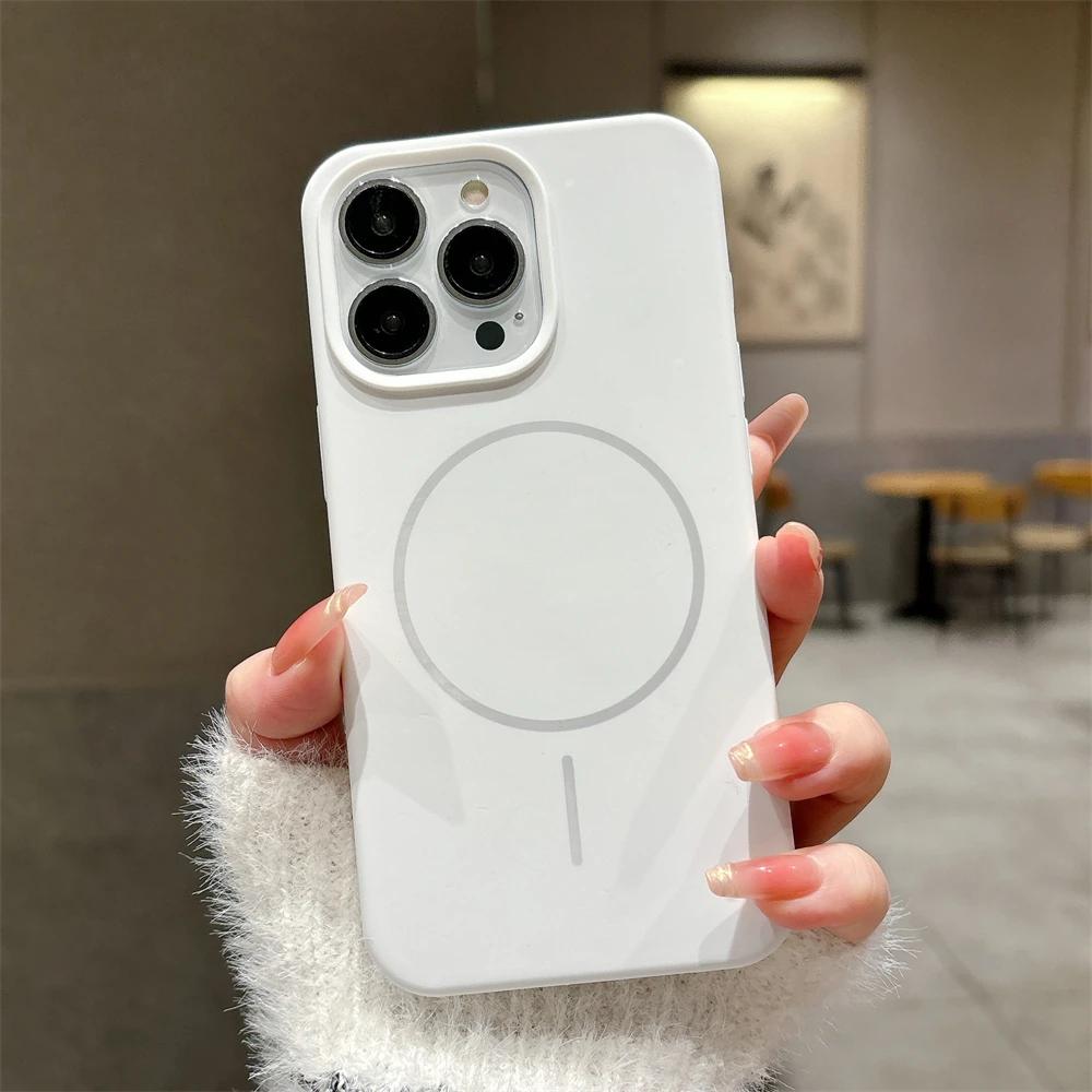 Luxury Skin Feel Original Wireless Charger Phone Case For iPhone 17 16 Pro Max 15 14 13 12 Plus For Magsafe Funda Silicone Cover