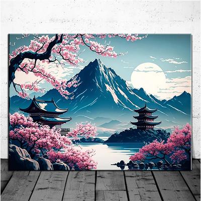 DIY 5D Алмазная картина Сакура Японский храм Пейзаж Новый 2023 Мозаика Искусство Алмазная вышивка Наборы для вышивки крестом Кристалл Домашний декор U76