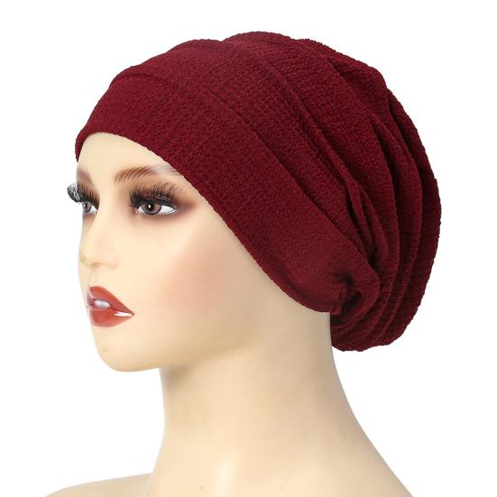 Women Hat Solid Color Pile Design Turban Hat Lightweight Breathable