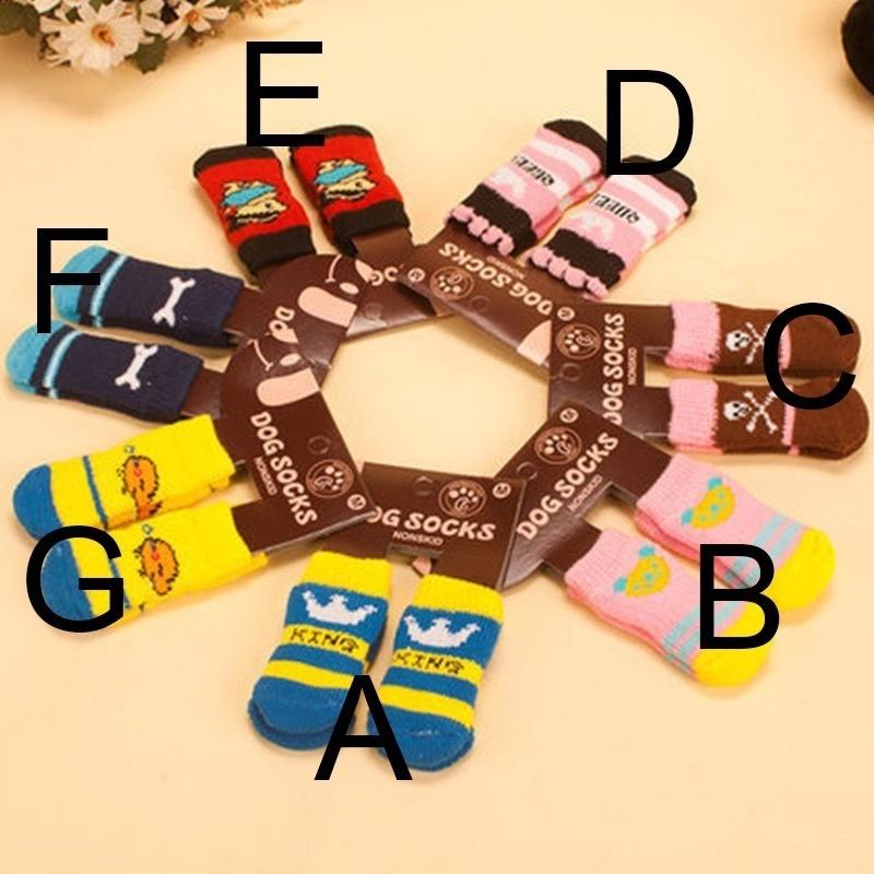 1 пара хлопковых зимних теплых носков, противоскользящие, красивой вязки для домашних собак