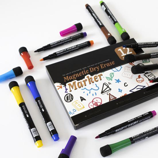 8/12Pcs Whiteboard Pen Magnetic Adsorption Fine Tip Whiteboard Markers with Dry Erase for Office School Home
