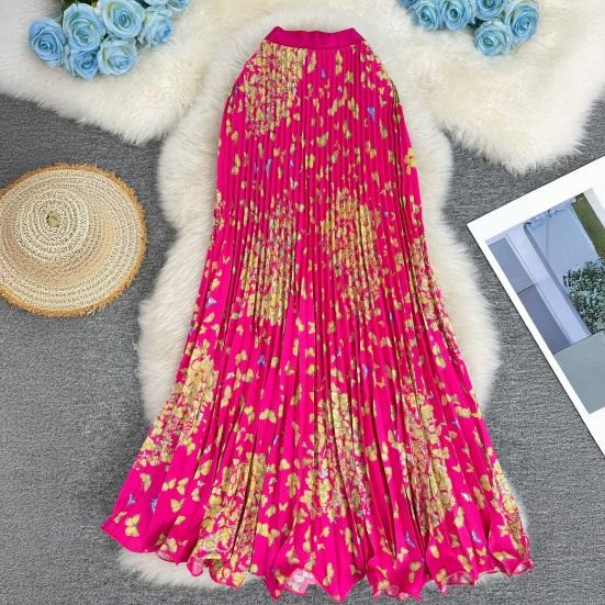 Длинная юбка в ретро-стиле, на резинке, с высокой талией, с принтом бабочек, плиссированная, с широким подолом, из дышащей ткани, для повседневной носки