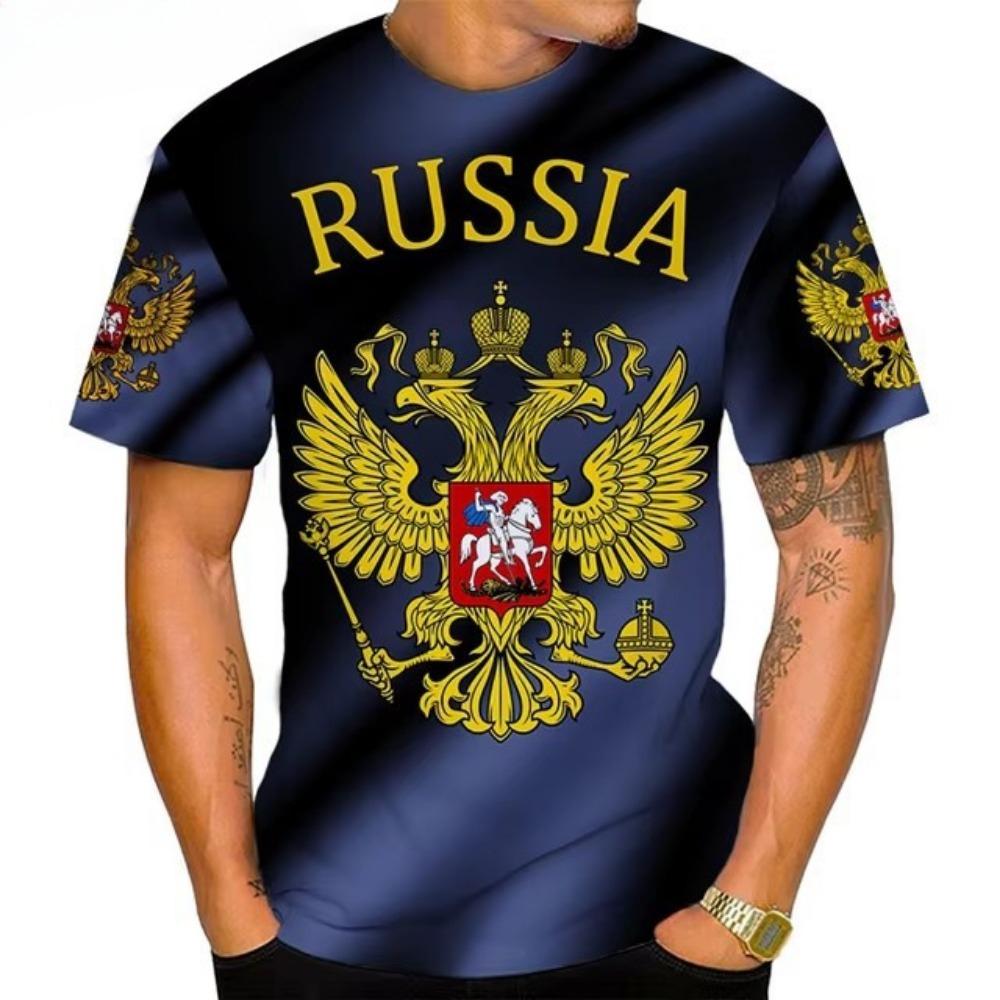 Flag Series 3D Digital Printed Men's Personalized and Fashionable Round Neck Short Sleeved T-shirt