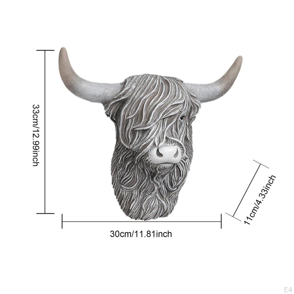 Cow Decor Head Figurine Resin Cute Animal Wall Hanging Decoration for Park Farm