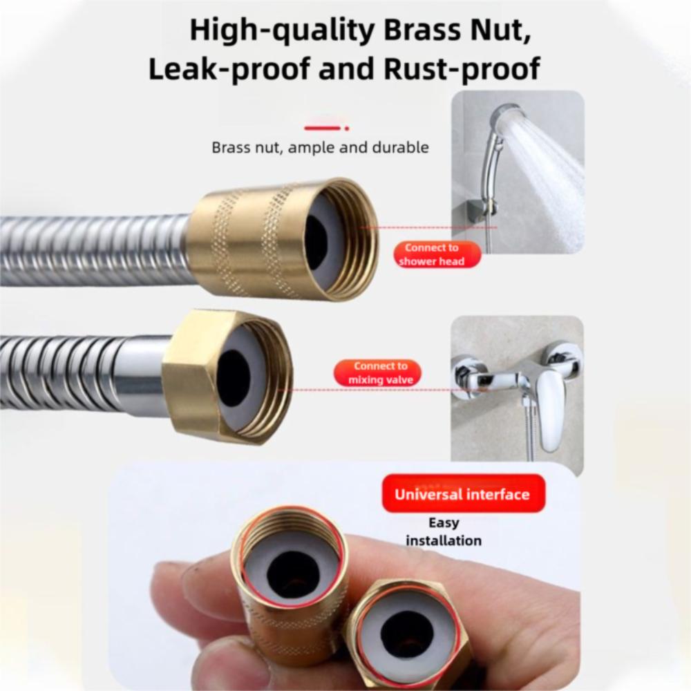 Reinforced Handheld Shower Head Hose Brass Nut Replacement Hose Universal Shower Hose Home Hotel