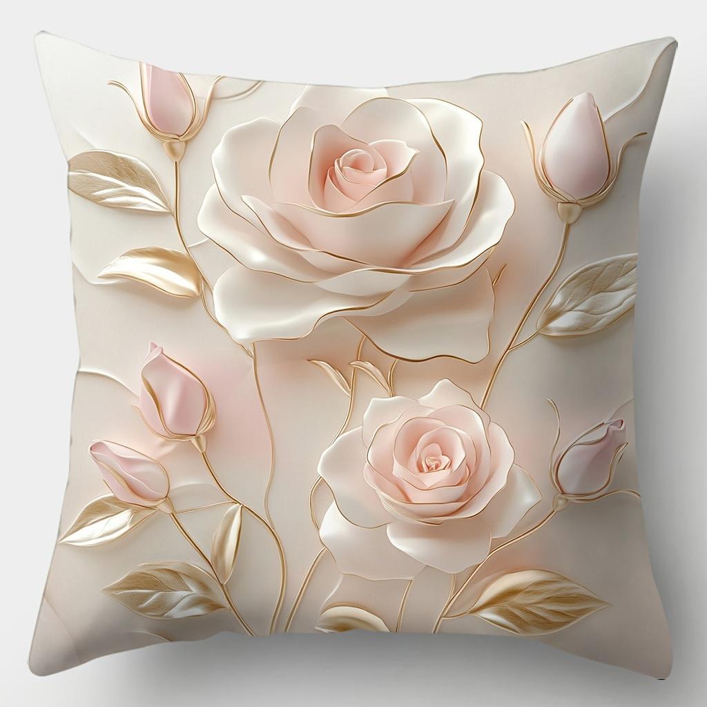 Домашний Декор Элегантные Розовые Розы Наволочки Для Дома С Рисунком Наволочка Для Подушки Подходит Для Дивана Спальни Автомобиля Наволочка