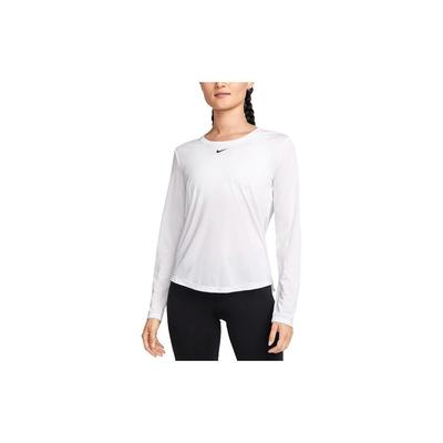 Dri-FIT One Solid Logo Crew Neck Long Sleeve T Shirt Women Tops White DD0642-100