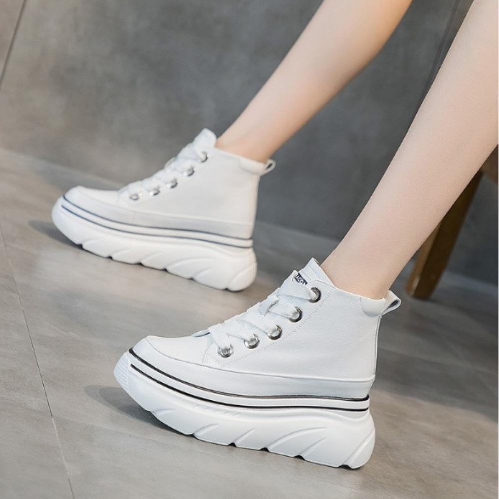 Little White Shoes for Women's Spring  Autumn Thick Sole High Top Shoe Board Shoes New Casual Sneakers Womens Platform Shoes