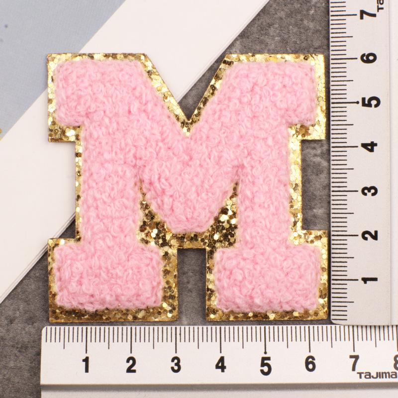 Алфавит 26 букв блестки синель для одежды сумки куртка розовый швейные принадлежности декор