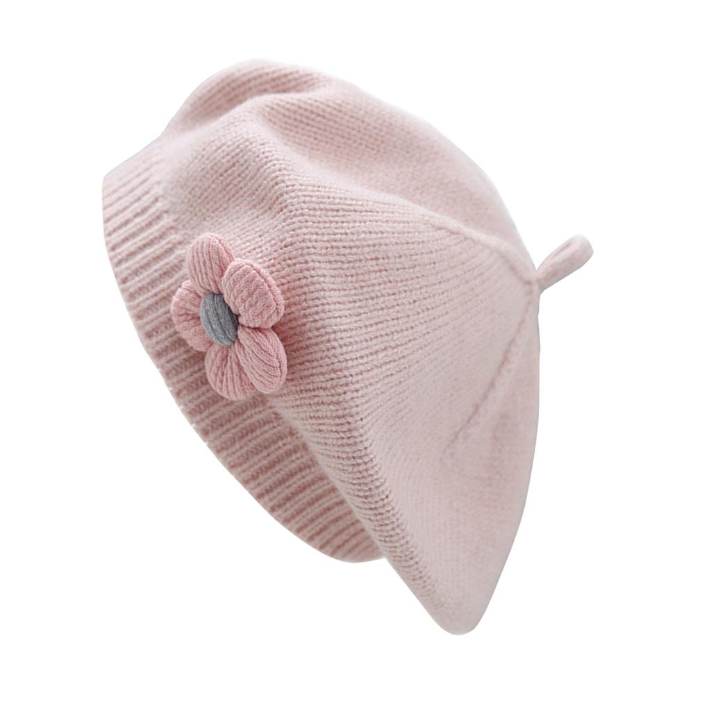 Winter Toddlers Beret Princess Girls Warm Hat Lovely Knitted Cap Windproof Beanie Baby Stylish Bonnet for Infant 6M-4T