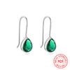 Простые зеленые серьги-капли для женщин, настоящее серебро S925, ювелирные украшения, подарки на годовщину свадьбы или помолвки