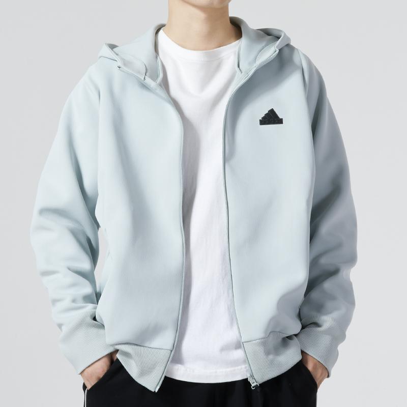 adidas СС24 ЗНЕ. Куртка с капюшоном и однотонным логотипом Мужская спортивная одежда Светло-серый IQ1378