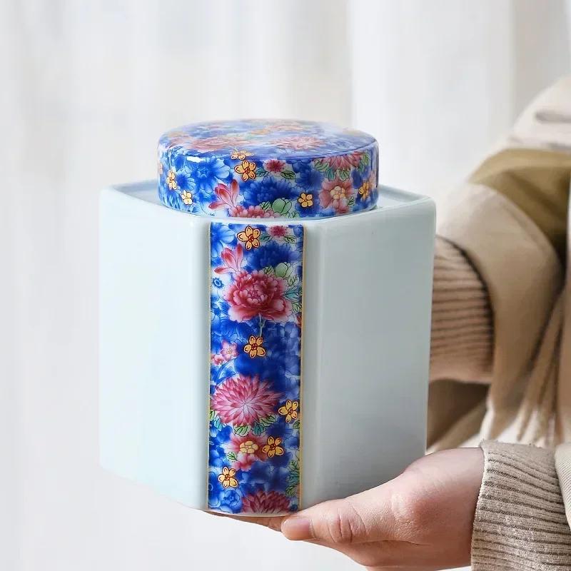 Банка для рассыпного чая, Китайская фарфоровая банка для Пуэра, Банка-контейнер, Керамическая банка, Герметичная банка для кофе, Бытовая банка, Контейнер для хранения