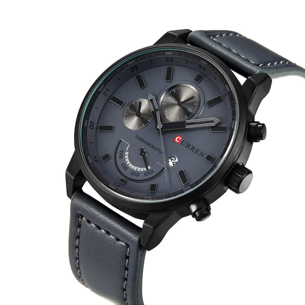 CURREN новый бренд модные кварцевые мужские часы из искусственной кожи с календарем 3ATM водостойкие мужские повседневные часы
