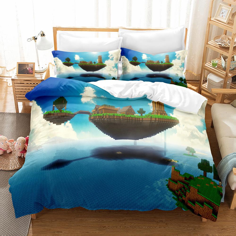 3D Digital Printing Quilt Set Three-Piece Minecraft Game Children'S Cartoon