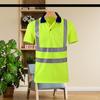High Visibility Safety T-Shirt Button Lapel Tee Shirt with Reflective Tape Quick-dry Breathable Workwear Security Top for Construction Workers